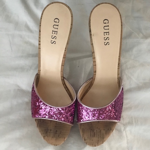 Guess Pink Glitter Heels size 8.5 - Picture 2 of 6